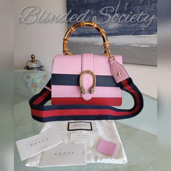 Gucci Dionysus Bamboo Top Handle Colorblock Handbag w Web Crossbody Strap - Picture 4 of 12